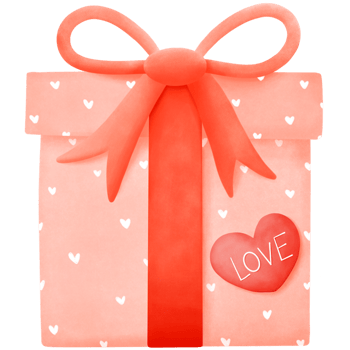 hand drawn red gift box , Valentine's day gift box , png illustration .