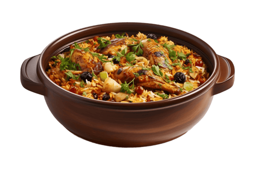 AI generated Chicken Biryani on a Transparent Background. AI png