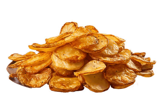 AI generated Potato Fried Chips on a Transparent Background. AI png
