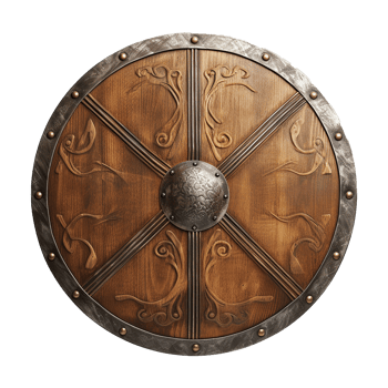 AI generated Round wooden shield isolated on transparent background png