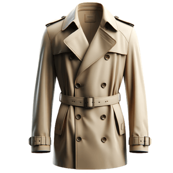 AI generated Isolated trench coat fashion piece of clothing on a transparent background, PNG File Format