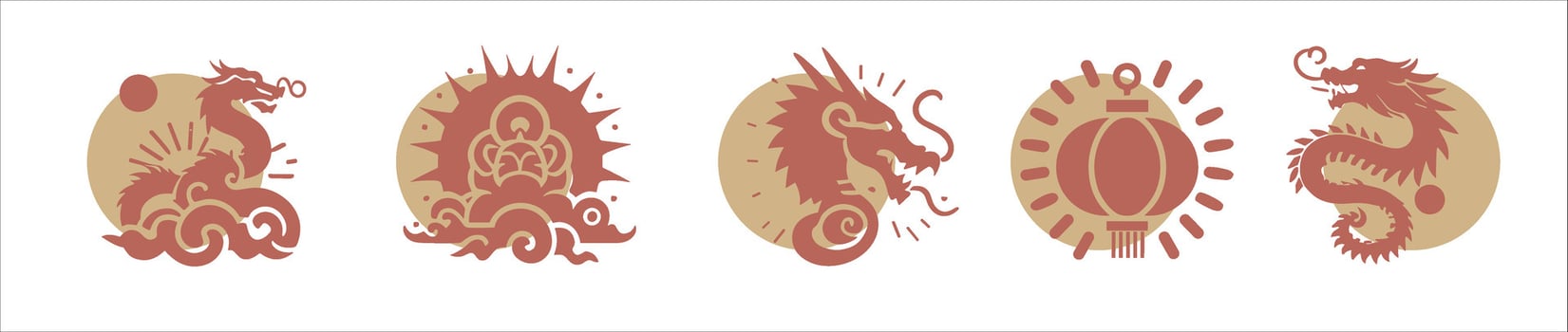vector japan dragon in red and gold color hand drawn