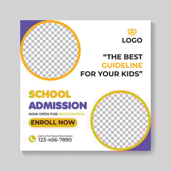 School admission education social media post design web banner template vector