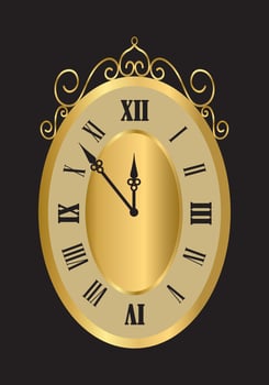 Gold Clock Ellipse Vintage Elegant Luxury, Classic, Modern Gold Color vector