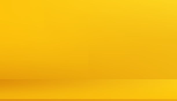 Yellow Background with Light,Leaves Shadow in Empty Room Studio,Yellow Gradient on Wall Room with Floor Mockup Display used for backdrop product present,Orange background for product shooting vector