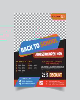 Unique Back to SchoolTemplate and Modern Admission Leaflet Elegant School Poster vector