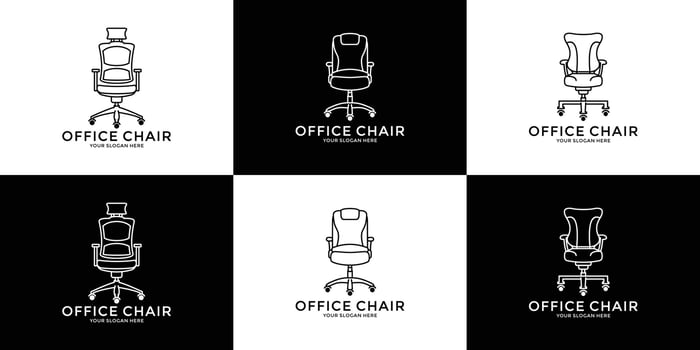 set idea office chair line art logo design template vector