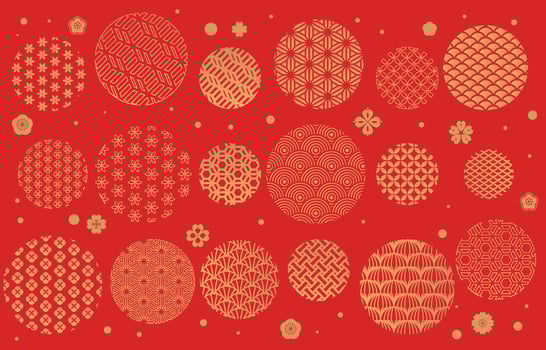 Set of Traditional Chinese decorative round. Chinese symbol for Chinese new year or other festival. vector
