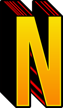 3D Yellow Red Stripped Alphabet Letter N png