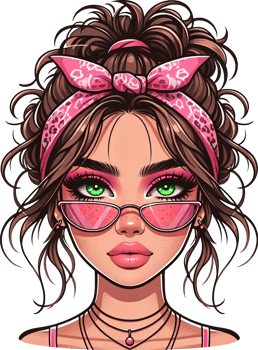 AI generated Digital art of a pop girl wearing sunglasses png