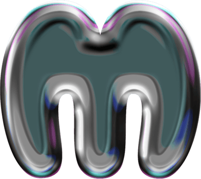 Chrome Liquid Blob Alphabet Letter M png
