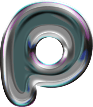 Chrome Liquid Blob Alphabet Letter P png
