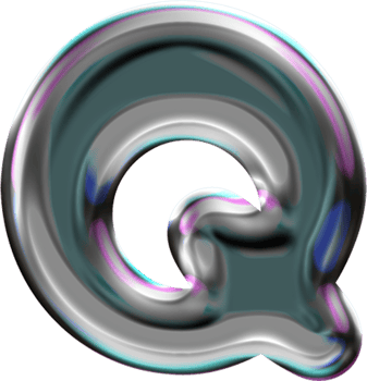 Chrome Liquid Blob Alphabet Letter Q png