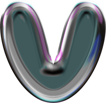 Chrome Liquid Blob Alphabet Letter V png