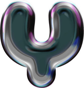 Chrome Liquid Blob Alphabet Letter Y png
