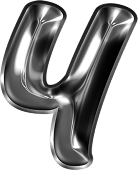 Metal Liquid Alphabet Number 4 png