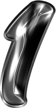 Metal Liquid Alphabet Number 1 png