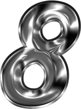 Metal Liquid Alphabet Number 8 png