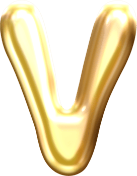 Golden Liquid Blob Alphabet Letter V png