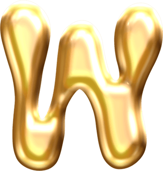 Golden Liquid Blob Alphabet Letter W png