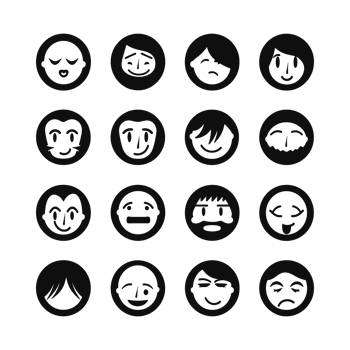 Face emotion icons silhouette PNG file