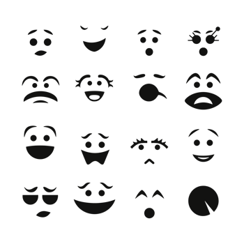 Face emotion icons silhouette PNG file