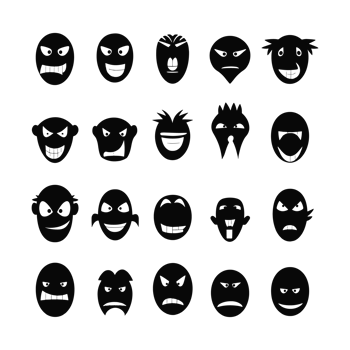 Face emotion icons silhouette PNG file