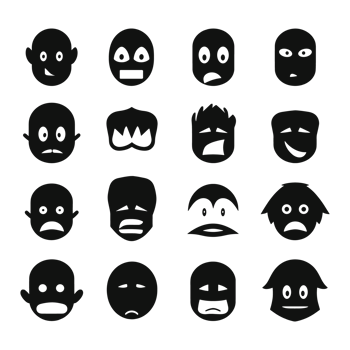 Face emotion icons silhouette PNG file