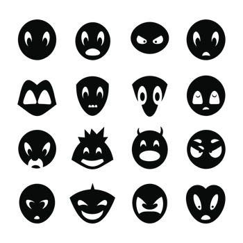 Face emotion icons silhouette PNG file