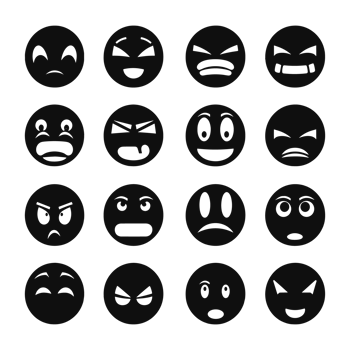 Face emotion icons silhouette PNG file