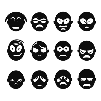 Face emotion icons silhouette PNG file