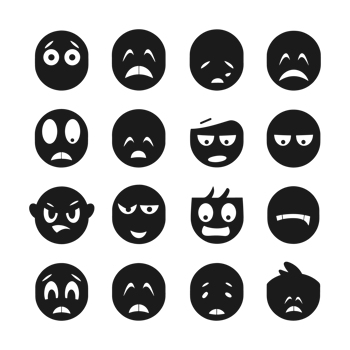 Face emotion icons silhouette PNG file