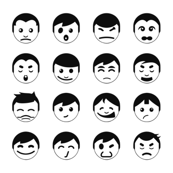 Face emotion icons silhouette PNG file