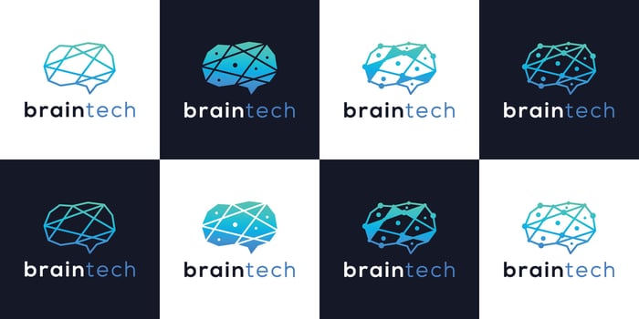 creative brain tech logo design smart technology modern collections vector