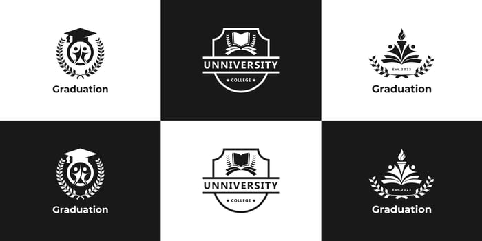 Set of University, Academy and School logo design badge. University emblem template. vector