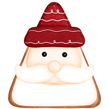 Watercolor cute christmas gingerbread cookie clipart.Santa claus cookie with red hat illustration. png