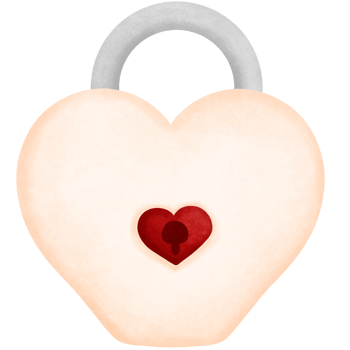 Adorable watercolor lock with red heart illustration. png