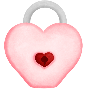 Adorable watercolor pink lock with red heart. png