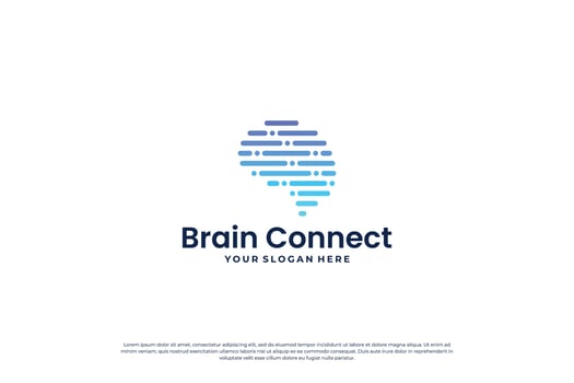digital human brain connection logo design. vector