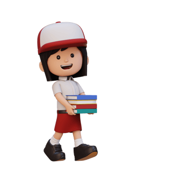 3D happy girl character holding book png