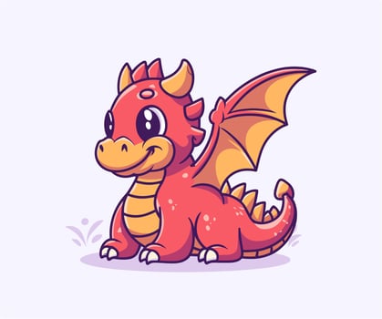 vector cute dinosaur illustration, cartoon flat isolated