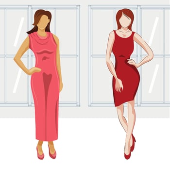 illustration of women's clothing models vector