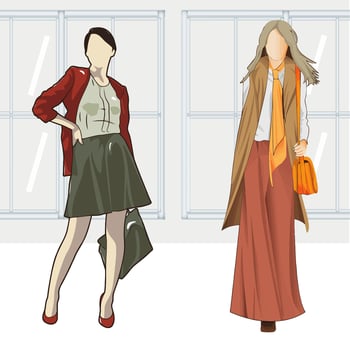 illustration of women's clothing models vector