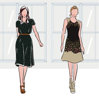 illustration of women's clothing models vector