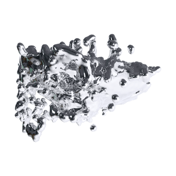 futuristic chrome liquid Abstract metallic shape 3d render png