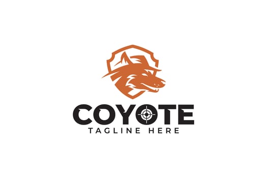 coyote with cowboy hat logo design for hunting outdoor sport club vector