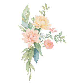 AI generated Illustration of flowers and leaves, hand-painted watercolor png