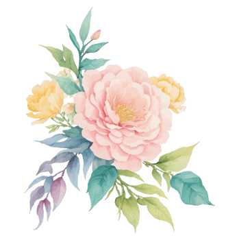 AI generated Illustration of flowers and leaves, hand-painted watercolor png