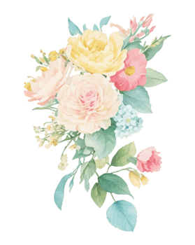 AI generated Illustration of flowers and leaves, hand-painted watercolor png