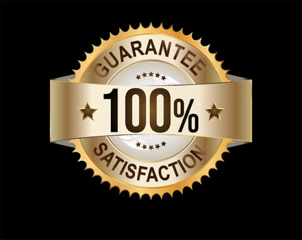100 percent satisfaction guarantee golden sign  vector illustration on black background